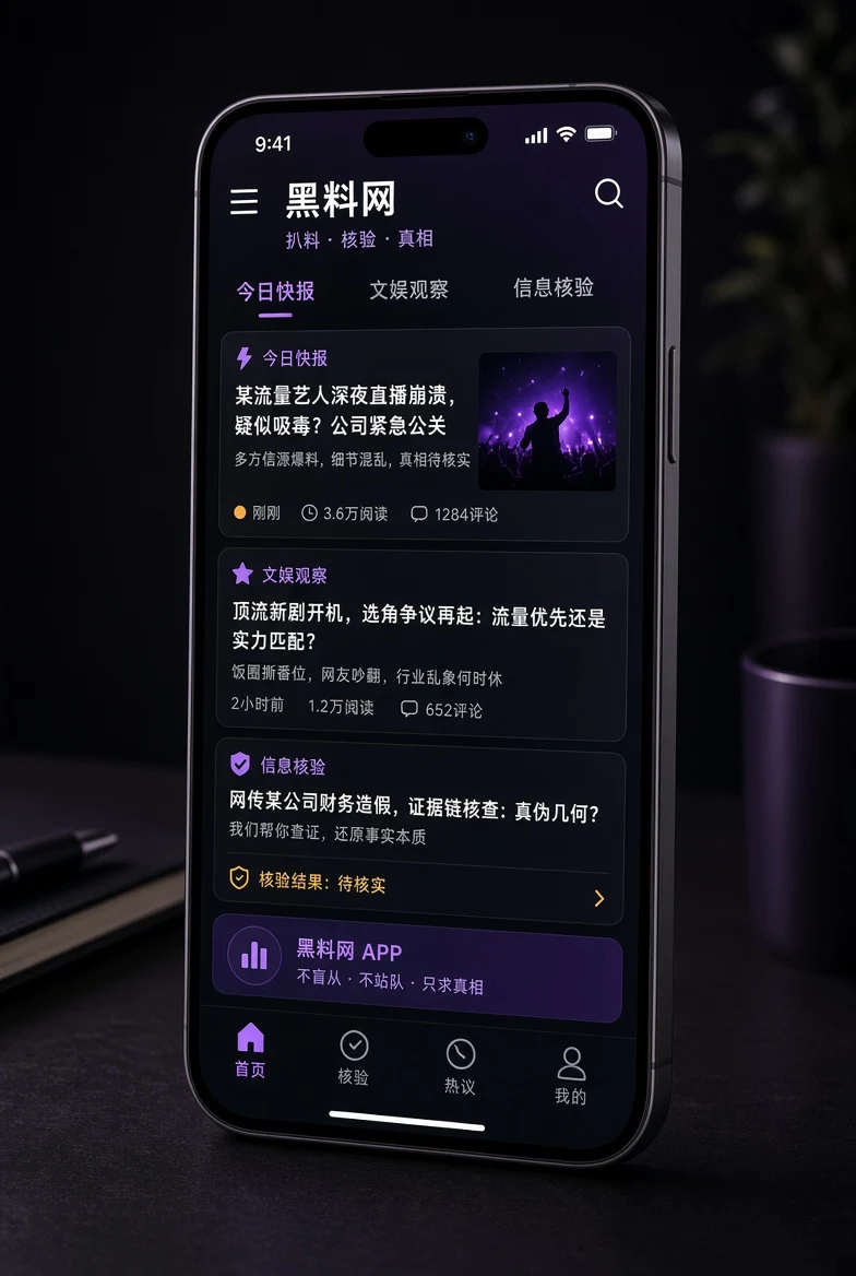 黑料网APP界面示意